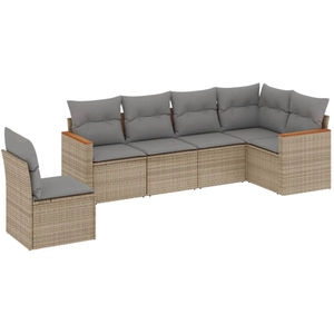 vidaXL Salon de jardin avec coussins 6 pcs beige résine tressée pas cher