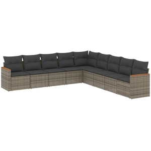 vidaXL Salon de jardin 9 pcs avec coussins gris résine tressée pas cher