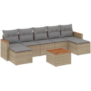 vidaXL Salon de jardin avec coussins 8 pcs beige résine tressée pas cher