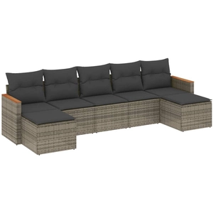 vidaXL Salon de jardin avec coussins 7 pcs gris résine tressée pas cher