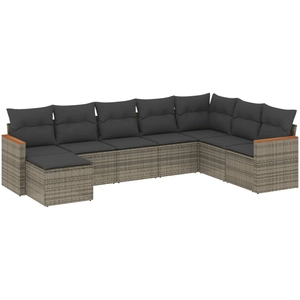 vidaXL Salon de jardin 8 pcs avec coussins gris résine tressée pas cher