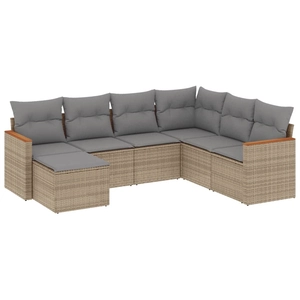 vidaXL Salon de jardin avec coussins 8 pcs beige résine tressée pas cher