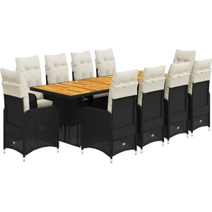 vidaXL Ensemble de bistro de jardin 11 pcs coussins noir poly rotin pas cher
