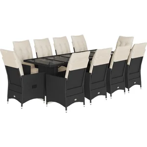 vidaXL Ensemble de bistro de jardin 11 pcs coussins noir poly rotin pas cher