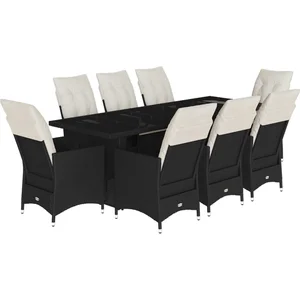 Comparateur de prix : vidaXL Ensemble de bistro de jardin 9 pcs coussins noir poly rotin