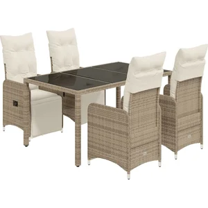 vidaXL Ensemble de bistro de jardin 5 pcs coussins marron poly rotin pas cher