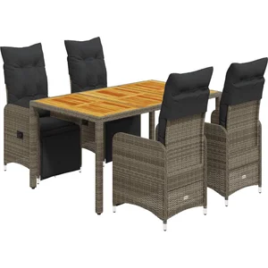 vidaXL Ensemble de bistro de jardin 5 pcs coussins gris poly rotin pas cher
