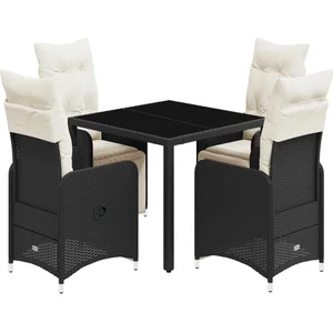 vidaXL Ensemble de bistro de jardin 5 pcs coussins noir poly rotin pas cher