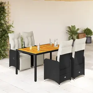 vidaXL Ensemble de bistro de jardin 5 pcs coussins noir poly rotin pas cher
