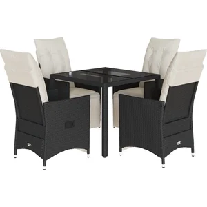 vidaXL Ensemble à manger de jardin coussins 5pcs Noir Résine tressée pas cher