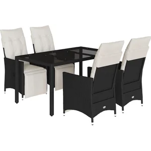 vidaXL Ensemble à manger de jardin coussins 5pcs Noir Résine tressée pas cher