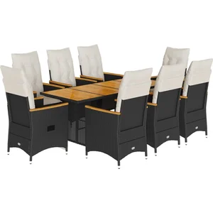 vidaXL Ensemble à manger de jardin 9pcs coussins noir résine tressée pas cher