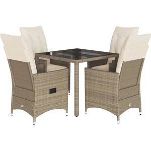 vidaXL Ensemble à manger de jardin avec coussins 5pcs Beige poly rotin pas cher