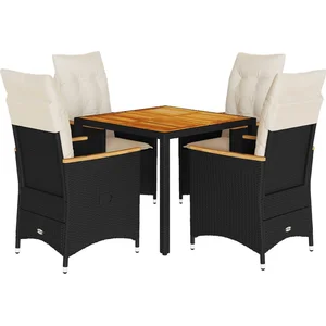 vidaXL Ensemble à manger de jardin coussins 5pcs Noir Résine tressée pas cher