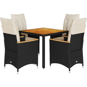 vidaXL Ensemble à manger de jardin coussins 5pcs Noir Résine tressée pas cher