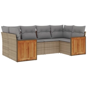 vidaXL Salon de jardin avec coussins 6 pcs beige résine tressée pas cher