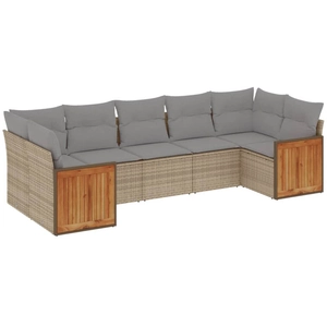 vidaXL Salon de jardin avec coussins 7 pcs beige résine tressée pas cher