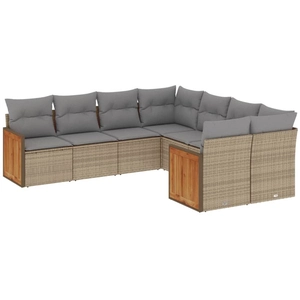 vidaXL Salon de jardin avec coussins 8 pcs beige résine tressée pas cher