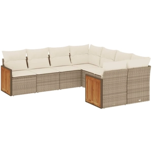 vidaXL Salon de jardin avec coussins 8 pcs beige résine tressée pas cher