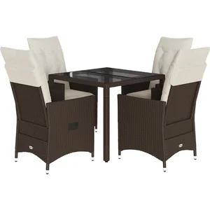 vidaXL Ensemble à manger de jardin 5 pcs et coussins marron poly rotin pas cher
