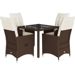vidaXL Ensemble à manger de jardin 5 pcs et coussins marron poly rotin pas cher