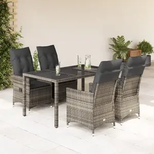 vidaXL Ensemble à manger de jardin 5 pcs coussins gris résine tressée pas cher