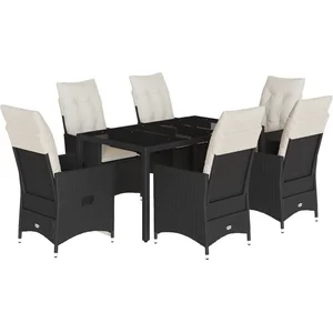 vidaXL Ensemble à manger de jardin coussins 7pcs Noir Résine tressée pas cher