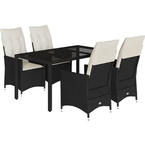 vidaXL Ensemble à manger de jardin coussins 5pcs Noir Résine tressée pas cher