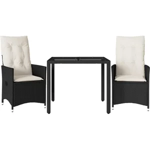 vidaXL Ensemble de bistro 3 pcs avec coussins noir résine tressée pas cher