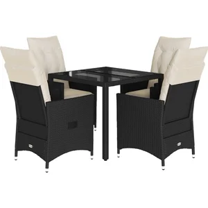 vidaXL Ensemble à manger de jardin coussins 5pcs Noir Résine tressée pas cher