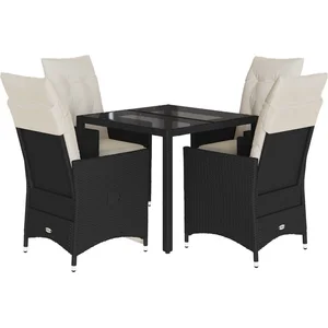 vidaXL Ensemble à manger de jardin coussins 5pcs Noir Résine tressée pas cher