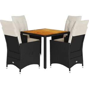 vidaXL Ensemble à manger de jardin coussins 5pcs Noir Résine tressée pas cher