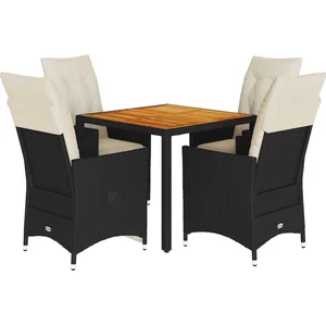 vidaXL Ensemble à manger de jardin coussins 5pcs noir résine tressée pas cher