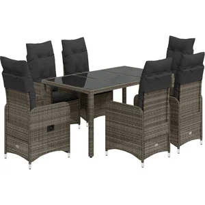 vidaXL Ensemble de bistro de jardin 5 pcs coussins gris poly rotin pas cher
