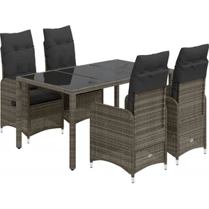 vidaXL Ensemble de bistro de jardin 5 pcs coussins gris poly rotin pas cher