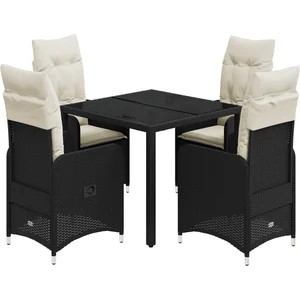 vidaXL Ensemble de bistro de jardin 5 pcs coussins noir poly rotin pas cher