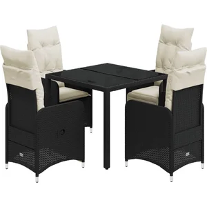 vidaXL Ensemble de bistro de jardin 5 pcs coussins noir poly rotin pas cher
