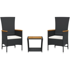 vidaXL Ensemble à manger de jardin avec coussins 3 pcs Noir pas cher