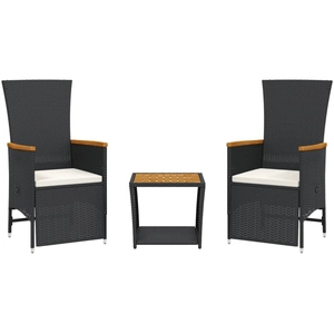 vidaXL Ensemble à manger de jardin avec coussins 3 pcs Noir pas cher