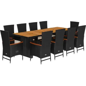 Comparateur de prix : vidaXL Ensemble à manger de jardin 11 pcs coussins noir résine tressée