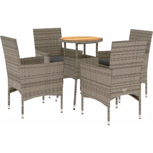 vidaXL Ensemble à manger de jardin et coussins 5 pcs gris rotin acacia pas cher