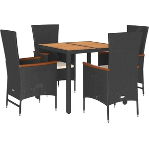 vidaXL Ensemble à manger de jardin coussins 5pcs Noir Résine tressée pas cher