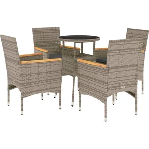 vidaXL Ensemble à manger de jardin et coussins 5 pcs gris rotin verre pas cher