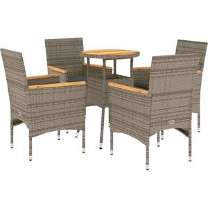 vidaXL Ensemble à manger de jardin et coussins 5 pcs gris rotin acacia pas cher