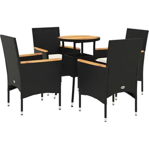 vidaXL Ensemble à manger de jardin et coussins 5 pcs noir rotin acacia pas cher