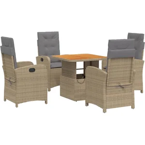 vidaXL Ensemble à manger de jardin avec coussins 5pcs Beige poly rotin pas cher
