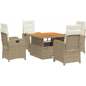 vidaXL Ensemble à manger de jardin avec coussins 5pcs Beige poly rotin pas cher