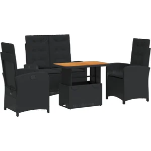 vidaXL Ensemble à manger de jardin 4 pcs avec coussins noir pas cher