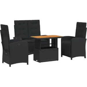 vidaXL Ensemble à manger de jardin 4 pcs avec coussins noir pas cher