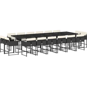 vidaXL Ensemble à manger de jardin 17 pcs coussins noir résine tressée pas cher